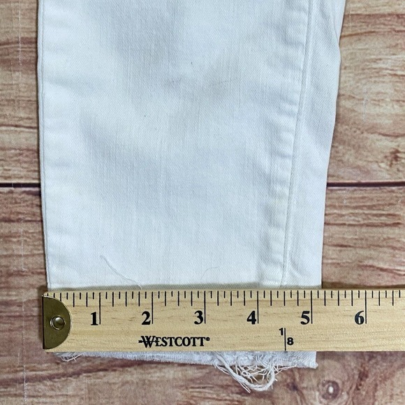 Mavi Women's Adriana Ankle Mid Rise Super‎ Skinny Stretch Size 27 White Frayed - Picture 3 of 11